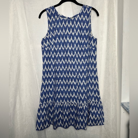 3/$20 💥 J.Crew Blue and White Linen Cotton Blend A-Line Sleeveless Dress Small - Picture 17 of 17